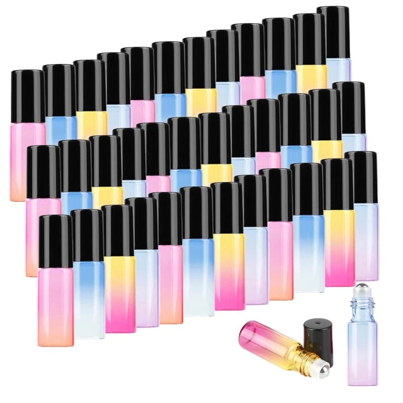20/30/50pcs Verre Rouleau sur Bouteilles 5ml avec Rouleau En Métal Boules Flacons En Verre pour Huiles Essentielles Cologne Parfum Bouteilles De Voyage