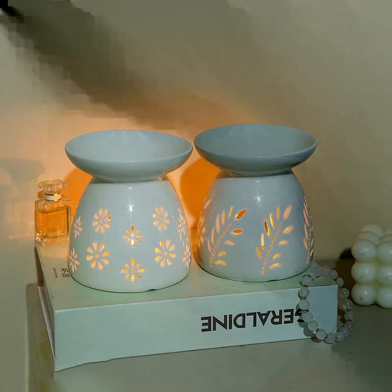 Brûleur d'encens en céramique blanche, diffuseur d'huiles essentielles et d'aromathérapie, poêle de chauffage creuse, ornement de décoration intérieure du Moyen-Orient