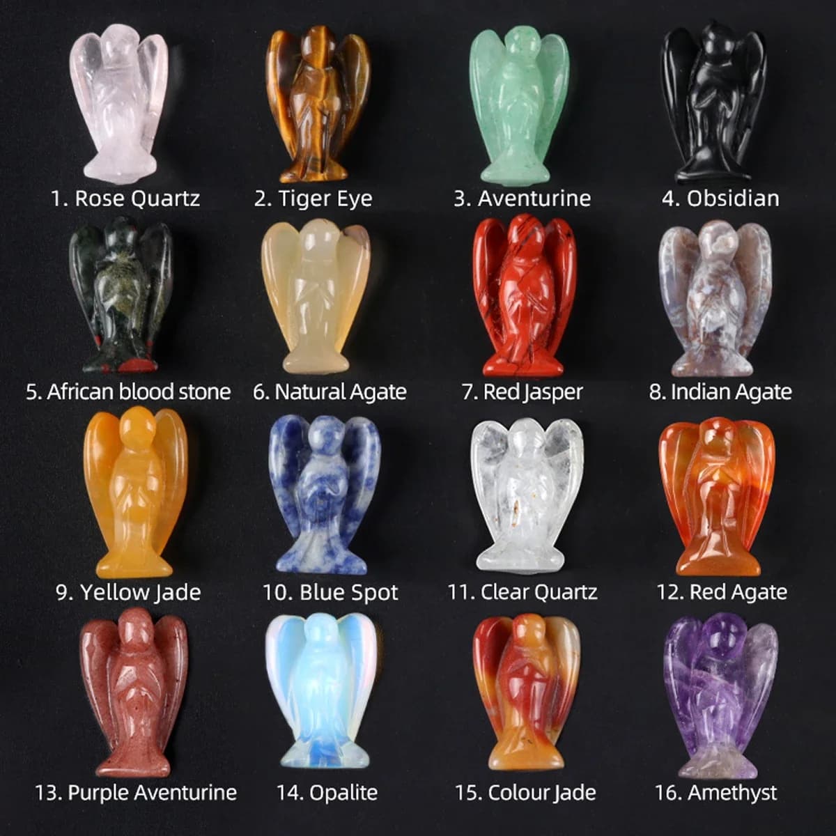 Statue d'Ange Carimplantée en Pierre Précieuse Naturelle, Figurine de Guérison Reiki, Décoration de Maison, Bibelot Artisanal, Cadeau de Noël, 1 Pièce