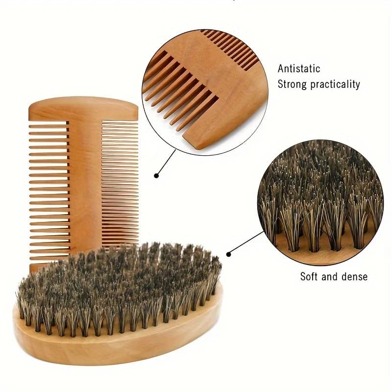 Kit de croissance de barbe pour hommes, rehausseur de cheveux, huile essentielle, cire hydratante, rouleau de croissance, peigne, ciseaux de coiffure, soins de la barbe
