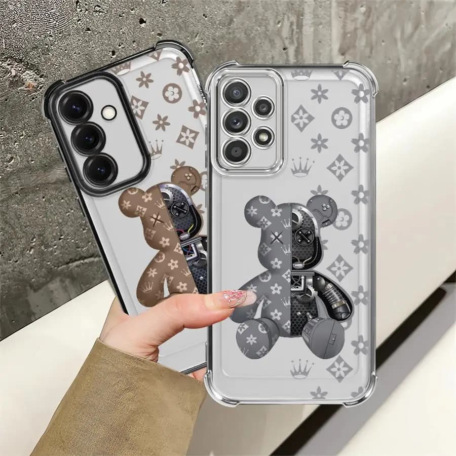 Étui de luxe R-Robots Bears pour Samsung Galaxy A16 A06 A73 A13 A15 A05 A23 A51 A12 A03 A07 A53 A54 A34 A33 A50 A14 A04 A24