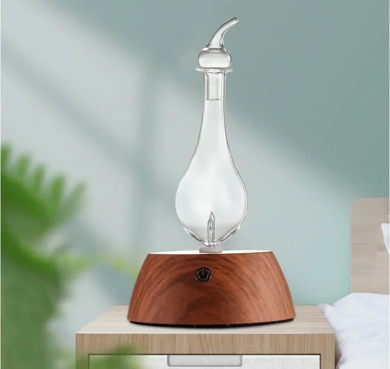 Diffuseur d'huile essentielle sans eau de 50ML, Mini nébuliseur pur, aromathérapie, bois et verre, diffuseurs d'arômes domestiques, veilleuse colorée