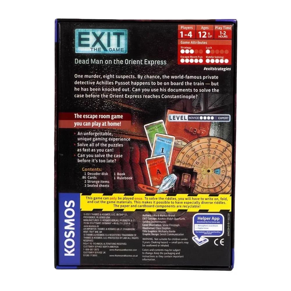 EXIT : Dead Man on the Orient Express, jeu de cartes de résolution mystère, jeux familiaux pour la nuit des jeux, jeux de soirée pour adultes et enfants