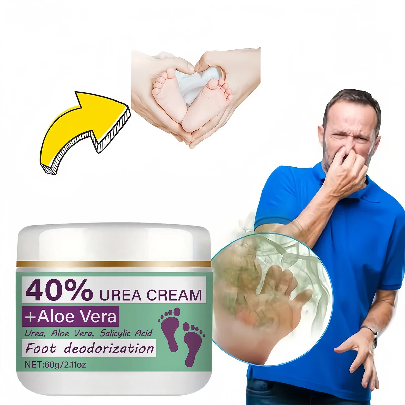 Crème déodorante pour les pieds - Élimination puissante des odeurs et protection contre la transpiration, tube ergonomique pour une application précise, convient à une utilisation quotidienne et pour