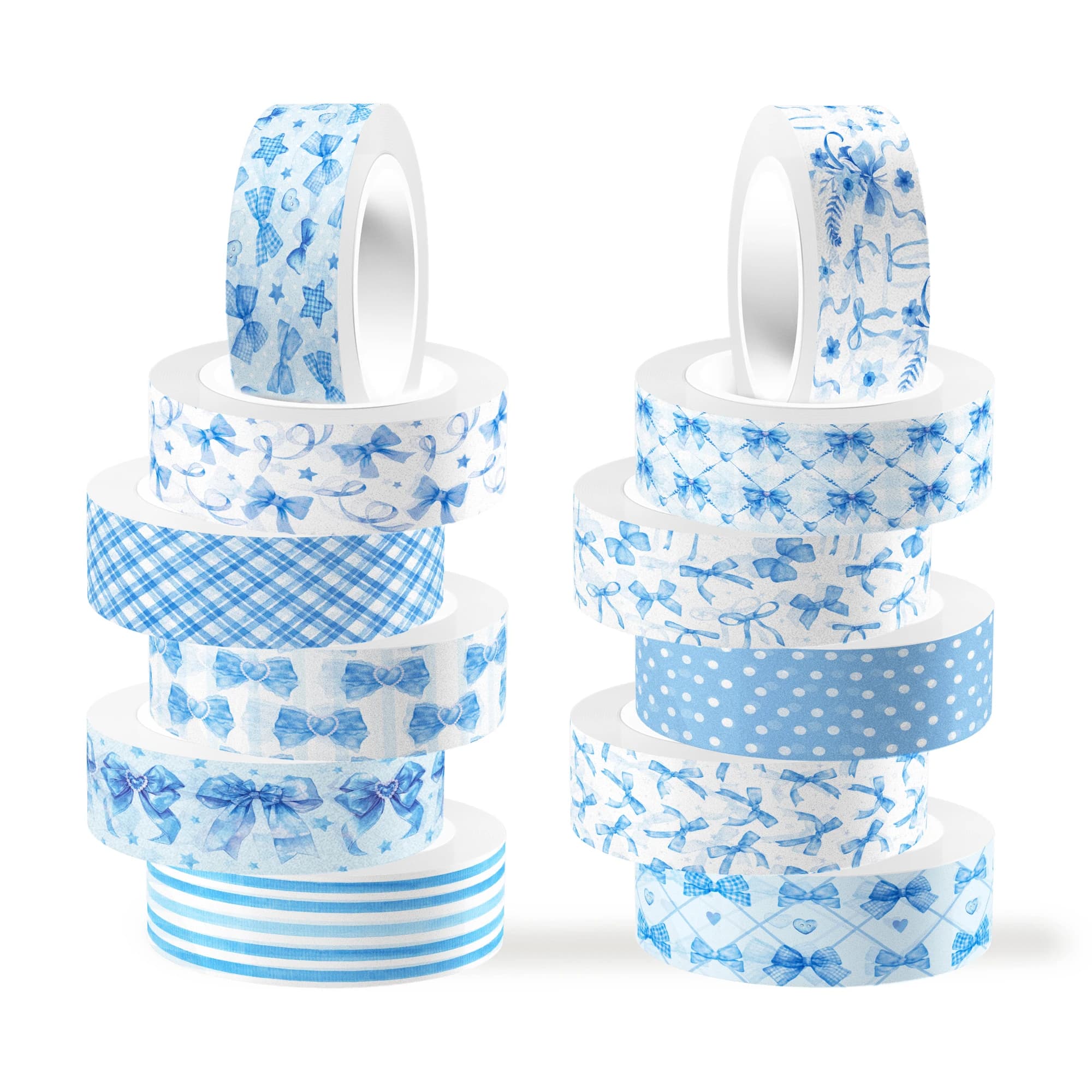 Lot de 12 rouleaux de ruban Washi bleu