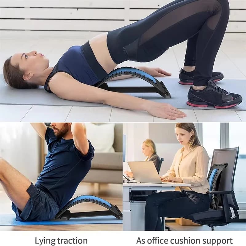 Masseur dorsal pour la relaxation musculaire, coussin de massage pour l'étirement du dos, support lombaire, soulagement de la douleur