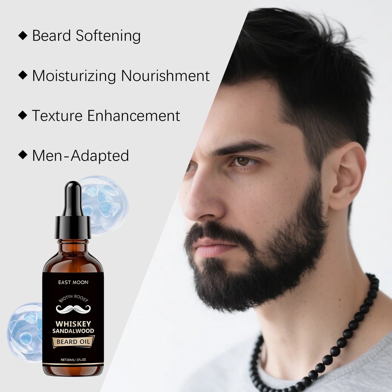 Huile Essentielle de Soin de la Barbe au Romarin pour Hommes – Huile Nourrissante pour une Barbe Épaisse, Douce et Lisse – Soin de la Barbe Adoucissant et Coiffant Non Gras