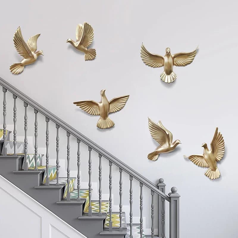Décoration murale d'oiseaux tridimensionnels blancs européens