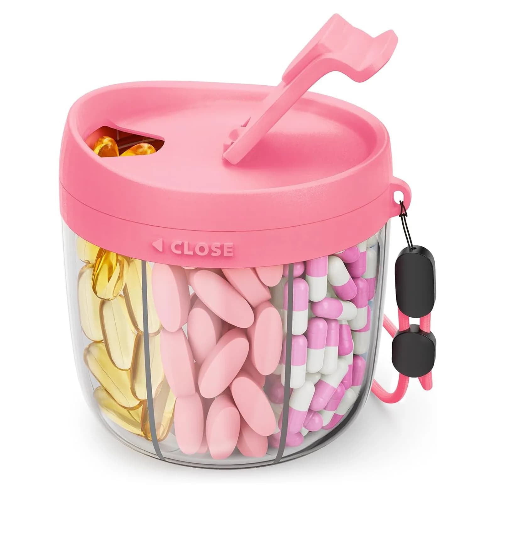 Boîte de rangement portable à 7 compartiments pour compléments vitaminiques, organisateur de capsules énergisantes avec design anti-erreur