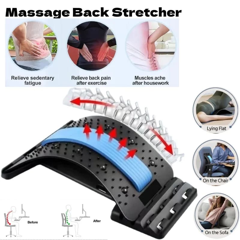 Masseur dorsal pour la relaxation musculaire, coussin de massage pour l'étirement du dos, support lombaire, soulagement de la douleur