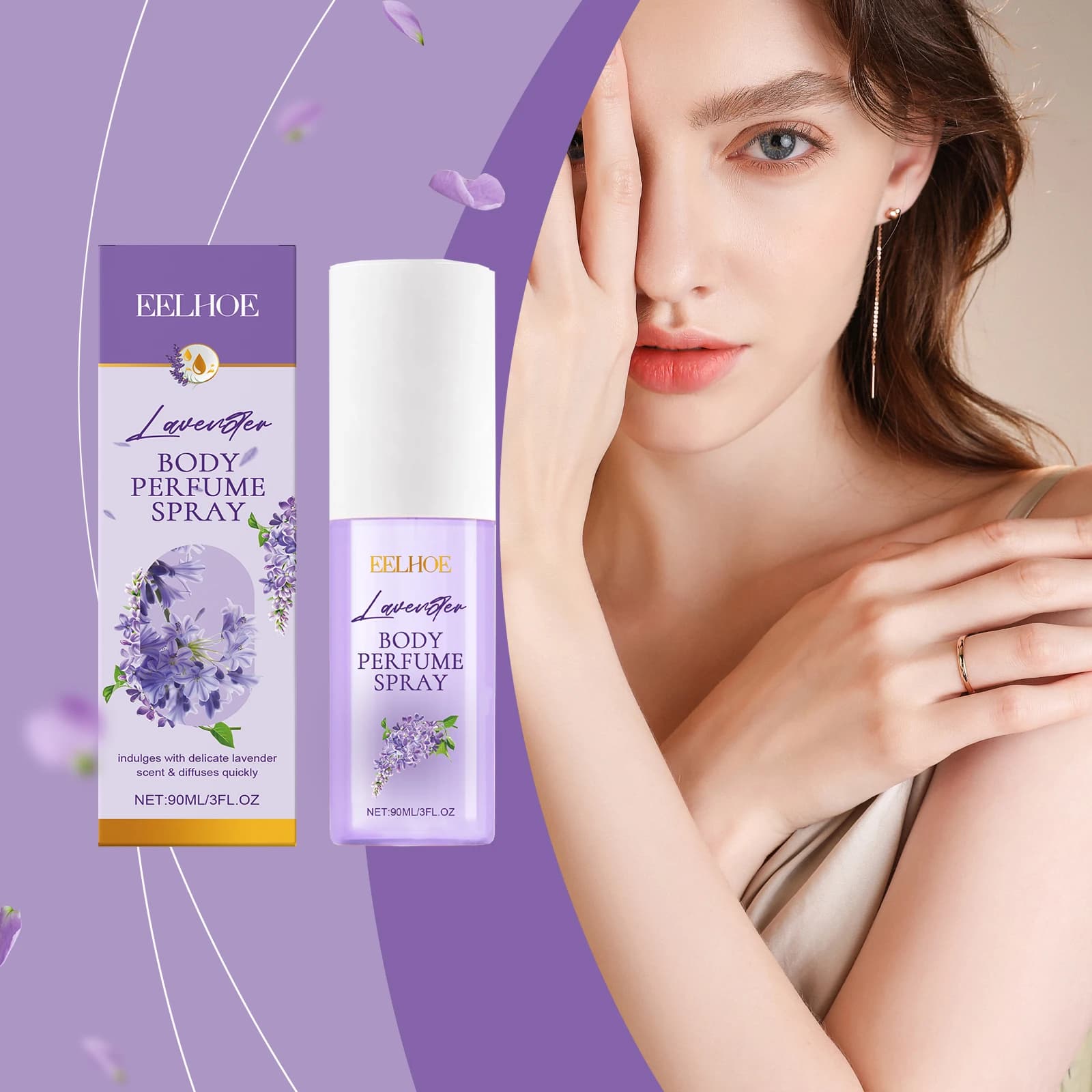 EELHOE Spray d'aromathérapie pour le corps à la lavande feuilles parfum durable parfum de lavande agréable parfum de fleur fraîche Spray