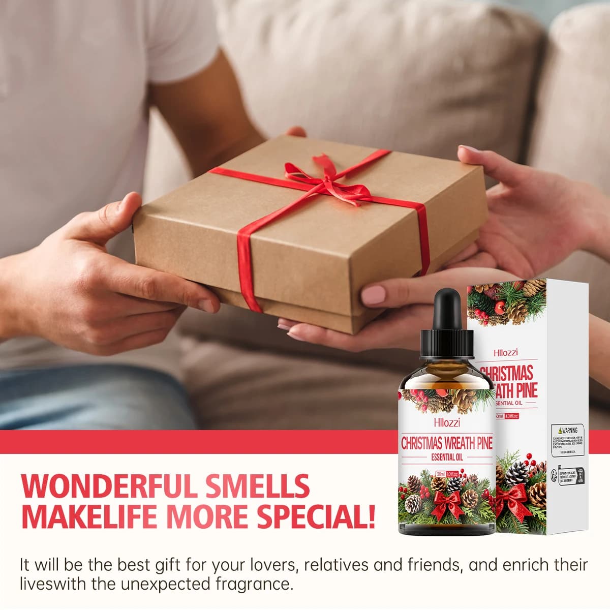 L'huile essentielle de pomme de pin de Noël a un fort arôme woody et convient à l'utilisation dans les diffuseurs et les humidificateurs.