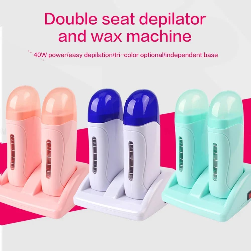 Double chauffe-cire électrique épilateur cartouche rouleau de cire Base rouleau sur épilation rechargeable Machine chauffage épilatoire