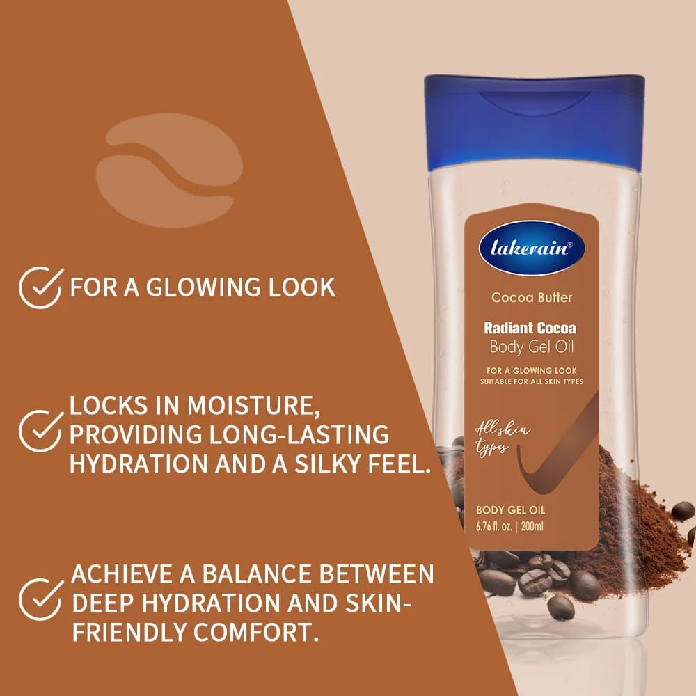 Lakerain beurre de cacao brillant huile pour le corps hydratant nourrissant