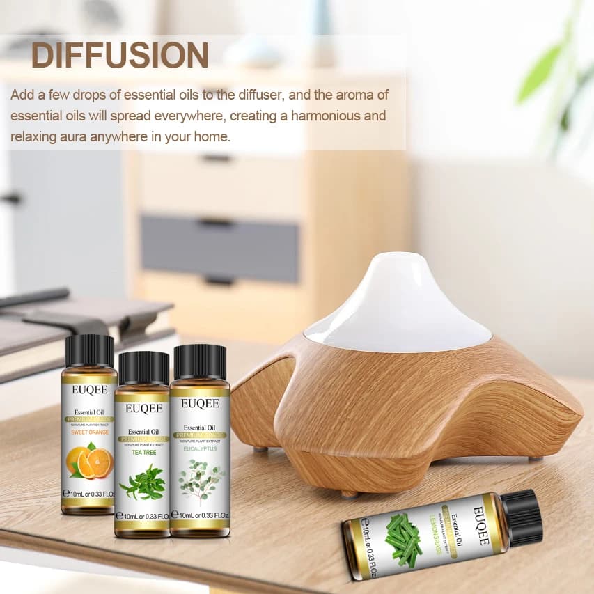 EUQEE 6 bouteilles d'huiles essentielles ensemble pour diffuseur bricolage savon fabrication de bougies-hortelle menthe poivrée lavande Orange douce citronnelle Eucalyptus