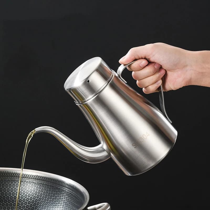 Bouteille à huile en acier inoxydable 304, pot à huile de cuisine, réservoir d'huile domestique, grand récipient à huile comestible, bouteille à huile pour verser