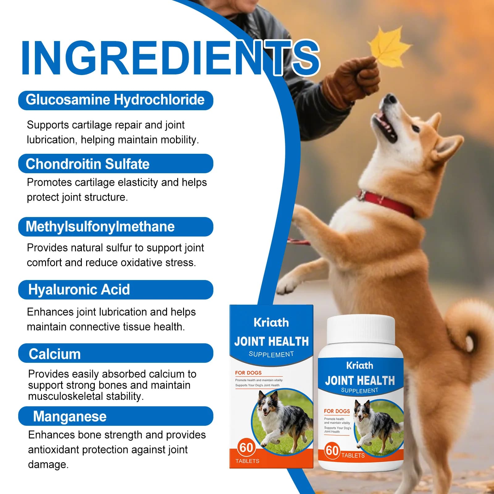 Complément alimentaire pour chiens PetFlex pour les articulations, formule nourrissante, améliore la flexibilité, protège le cartilage, soulage l'inconfort des animaux de compagnie