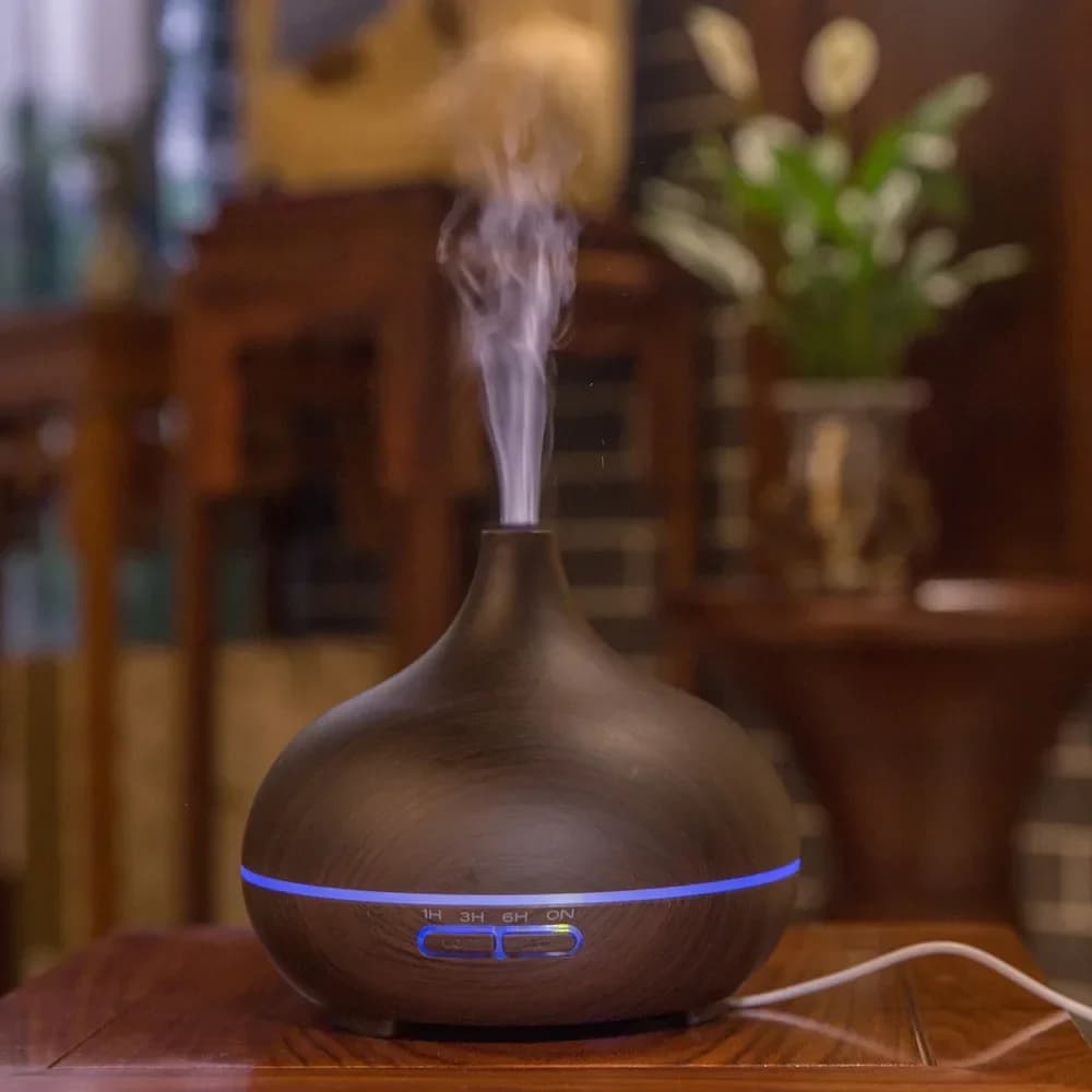 Diffuseur d'huiles essentielles à effet bois avec grande production de brume - Machine d'aromathérapie silencieuse pour la maison, le bureau, l'hôtel et l'usage commercial