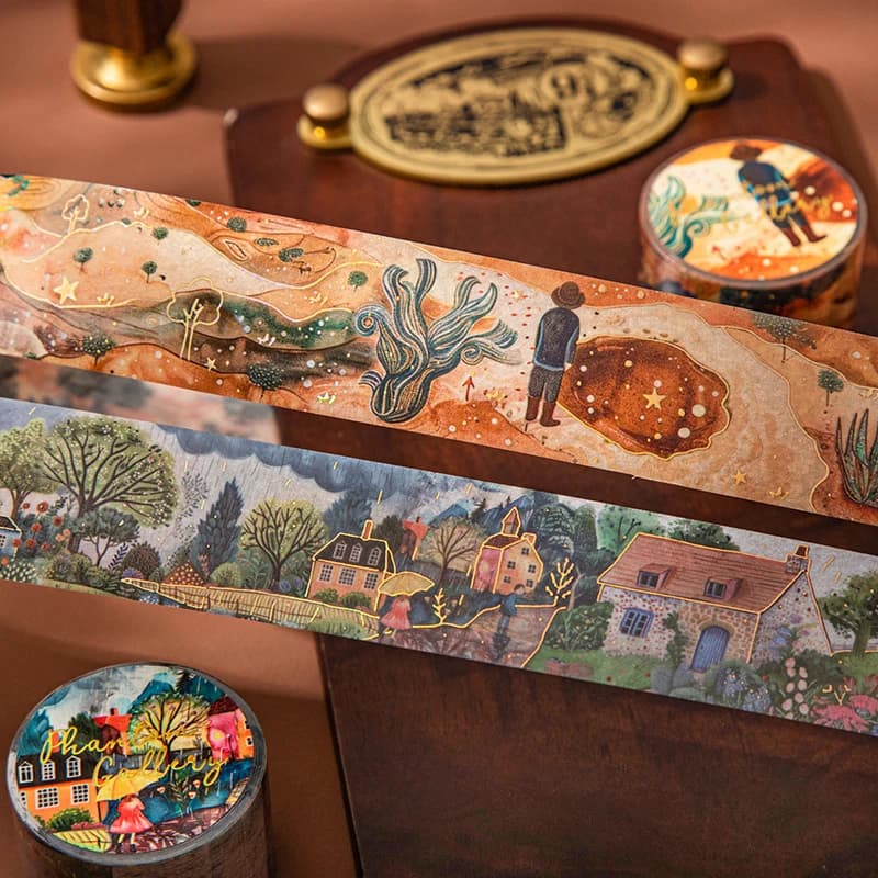 1 à 6 rouleaux de rubans adhésifs à thème artistique vintage, autocollants pour scrapbooking, matériel parfait pour le journaling, fournitures de scrapbooking DIY