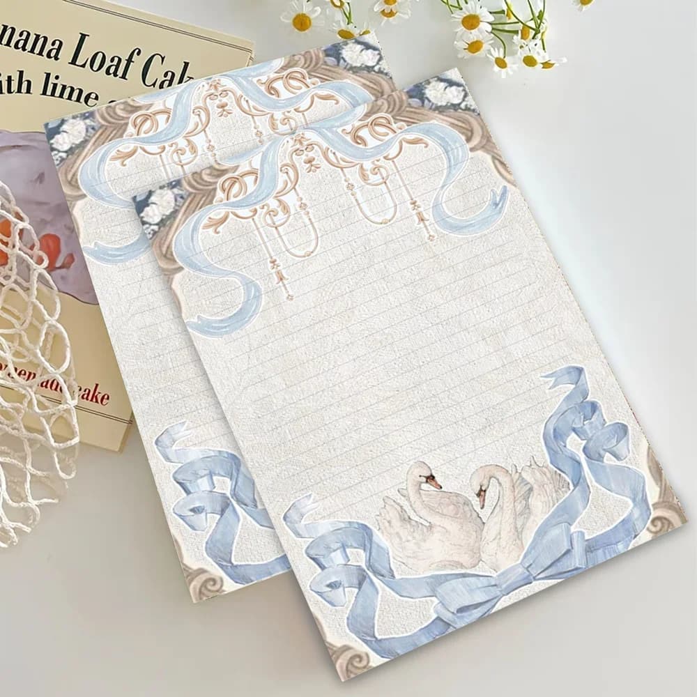30 feuilles. Papier de papeterie vintage bleu cygne B5