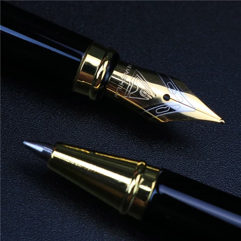 Stylo plume et stylo à bille bureau école texte doré personnalisé gravé commémorer cadeau stylo entièrement en métal étudiant écriture stylo à bille