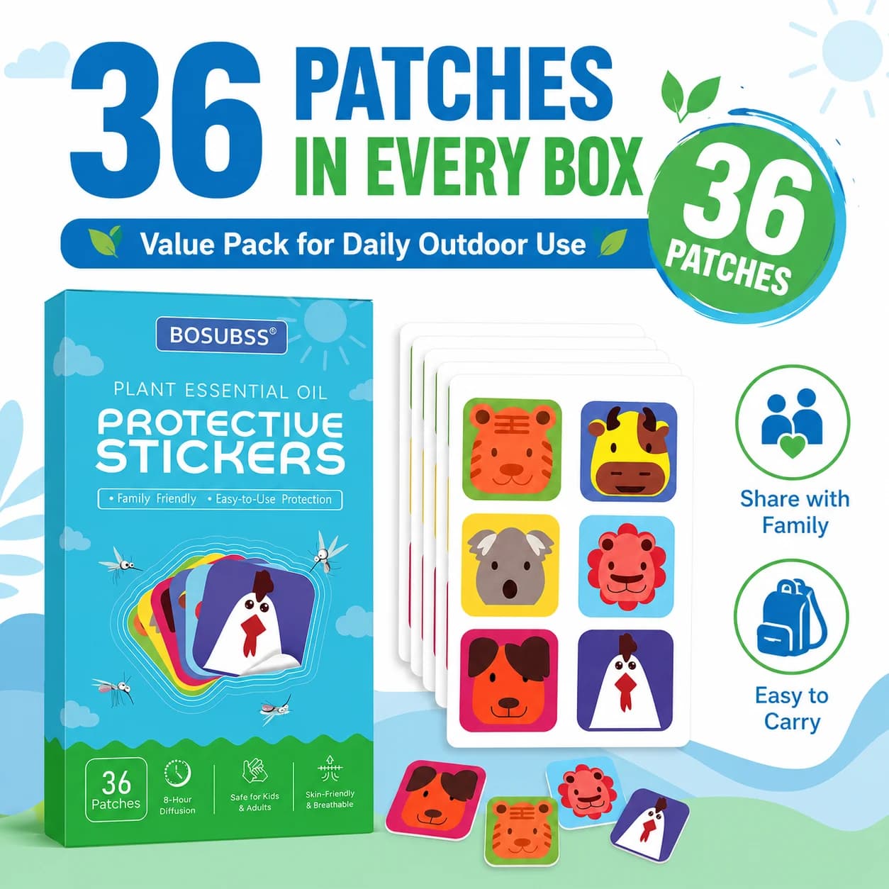 Patch anti-moustiques portable à base d'huiles essentielles, idéal pour le camping en plein air, la randonnée, l'usage quotidien et la protection à domicile