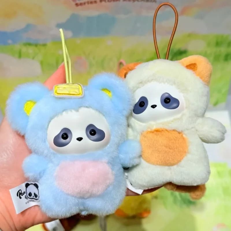 Panda Roll The Zoo In Hands Series Blind Box, figurine en vinyle et peluche de panda mignon, sac surprise, animaux Kawaii, pendentifs, décoration de sac, jouet d'anniversaire