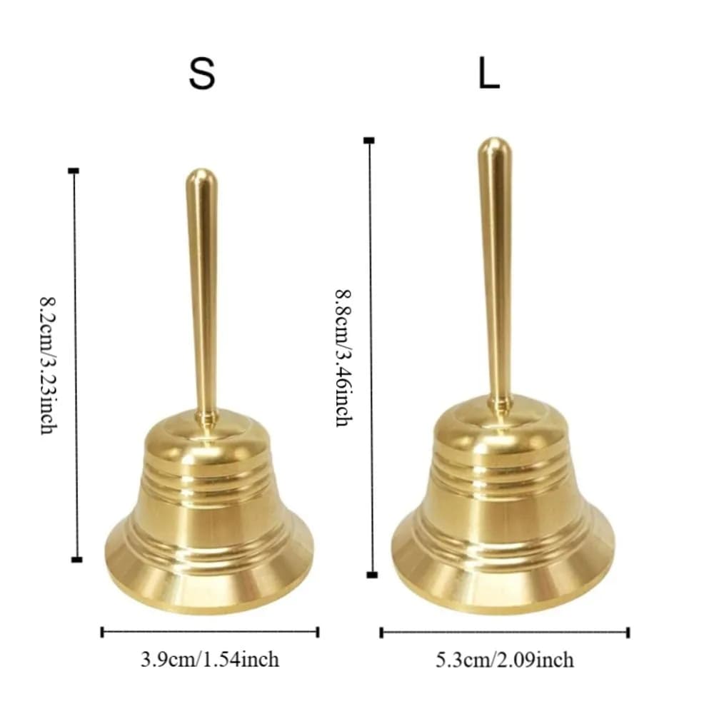 Cloche de service vintage en laiton massif, sonore et polie, avec son clair et net, pour salle à manger et réception