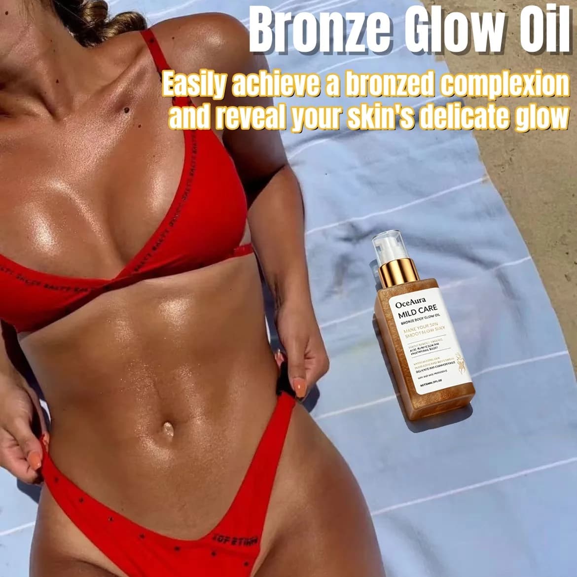 Huile Corporelle Scintillante Bronze, Illuminateur Corporel Lumineux pour le Bronzage, Huile Hydratante et Éclatante pour le Corps