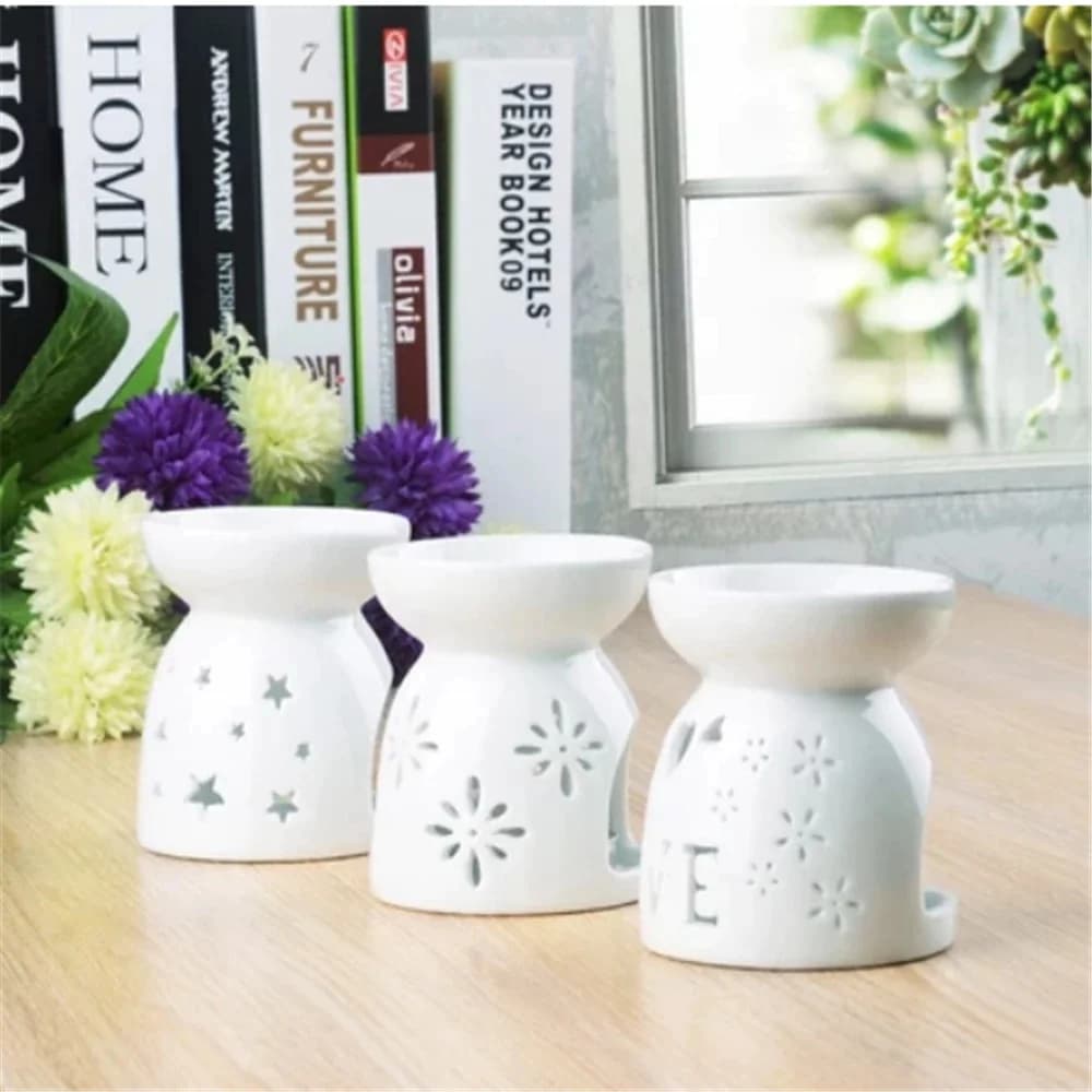 Brûleur d'huiles essentielles et diffuseur de parfum en céramique pour bougies chauffe-plat, lampe de nuit parfumée