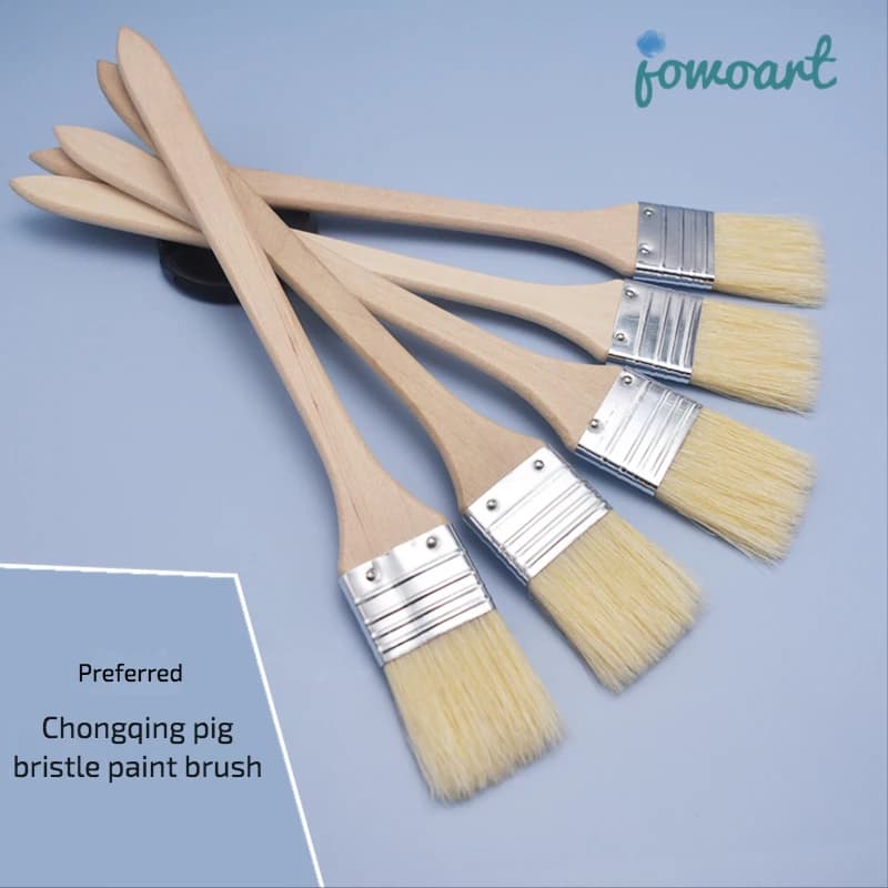Ensemble de 5 pinceaux à peinture en poils de cochon de Chongqing, peinture à l'huile, Gouache acrylique, peinture murale, stylo en rangée, planche de nettoyage pour Barbecue