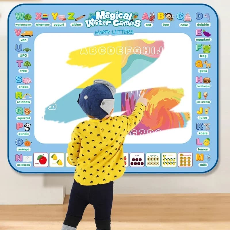 Tapis de dessin à l'eau magique 100x80CM, gribouillage à colorier avec stylos magiques réutilisables, planche de peinture Montessori, jouets éducatifs Montessori