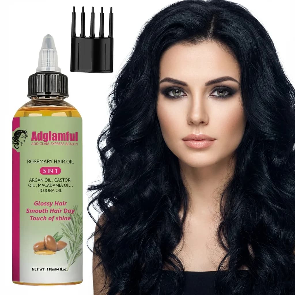 Huile capillaire au romarin 5 en 1 118 ml – Lisse les frisottis, augmente la brillance et l'hydratation, légère à absorption rapide