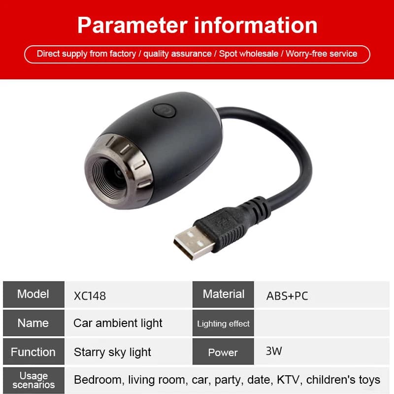 Lampe LED romantique ciel étoilé, projecteur de galaxie saturne alimenté par USB, pour toit de voiture, salle de fête, décoration de plafond, Plug and Play
