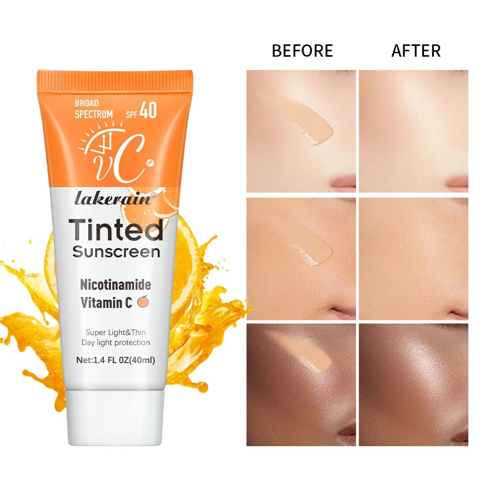 Fond de teint crème solaire à la vitamine C, vitamine E, éclaircissant et filtrant, retarde le vieillissement et réduit les ridules de la peau