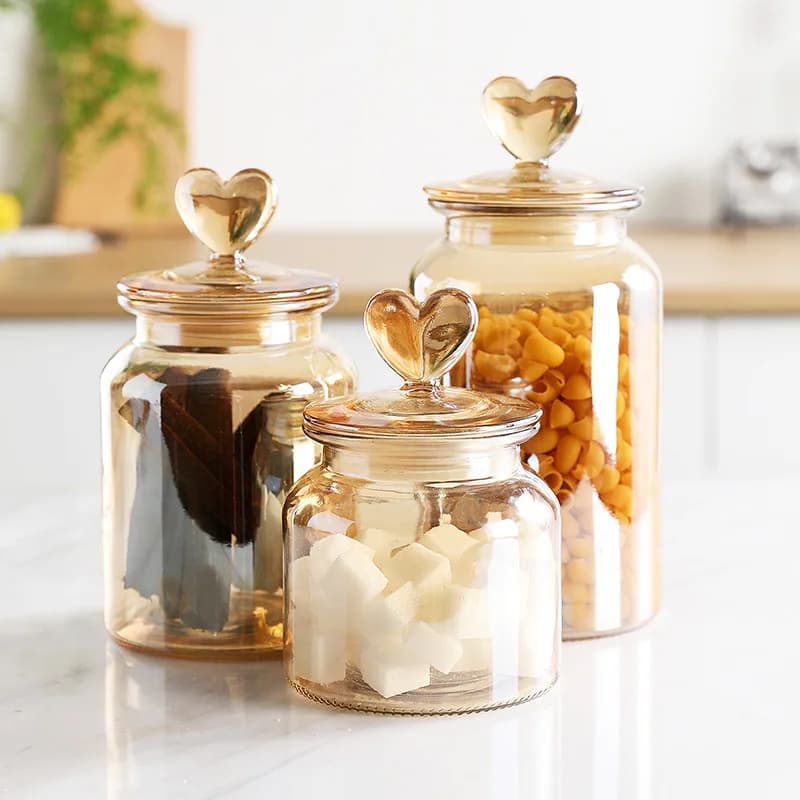 Bouteille en verre coeur ambré