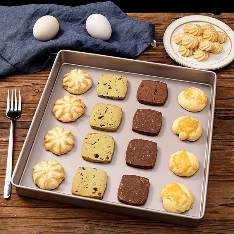 Moule de cuisson carré profond de 28x28 cm (11 pouces) pour gâteau roulé, moule de cuisson antiadhésif domestique pour nougat et pâtisserie flocon de neige