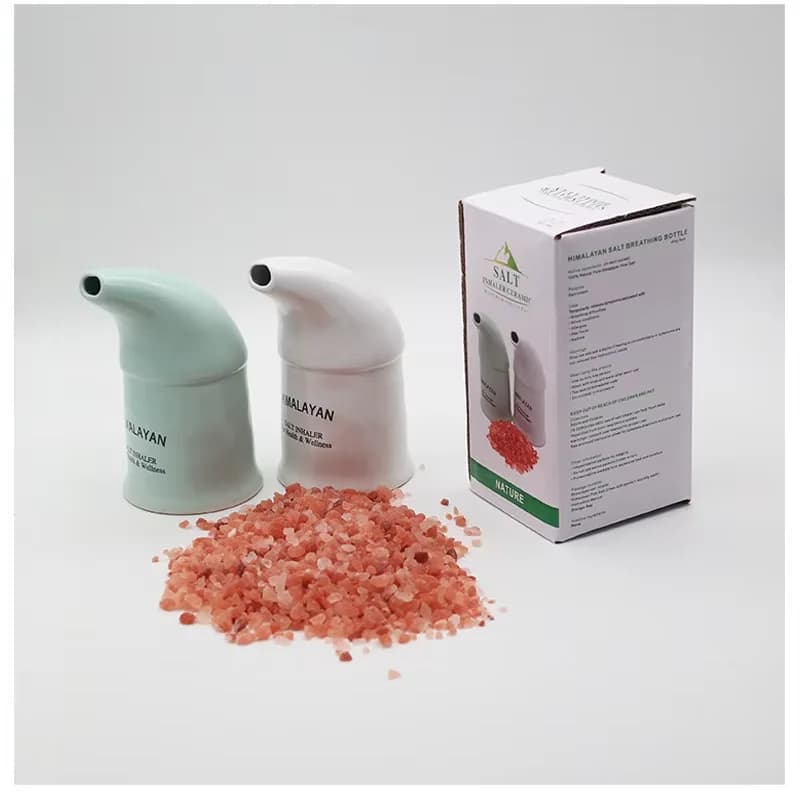 Bouteille d'inhalation au sel de l'Himalaya avec 300g de sel naturel de l'Himalaya de 3-5mm, stérilisé, soulage les troubles respiratoires