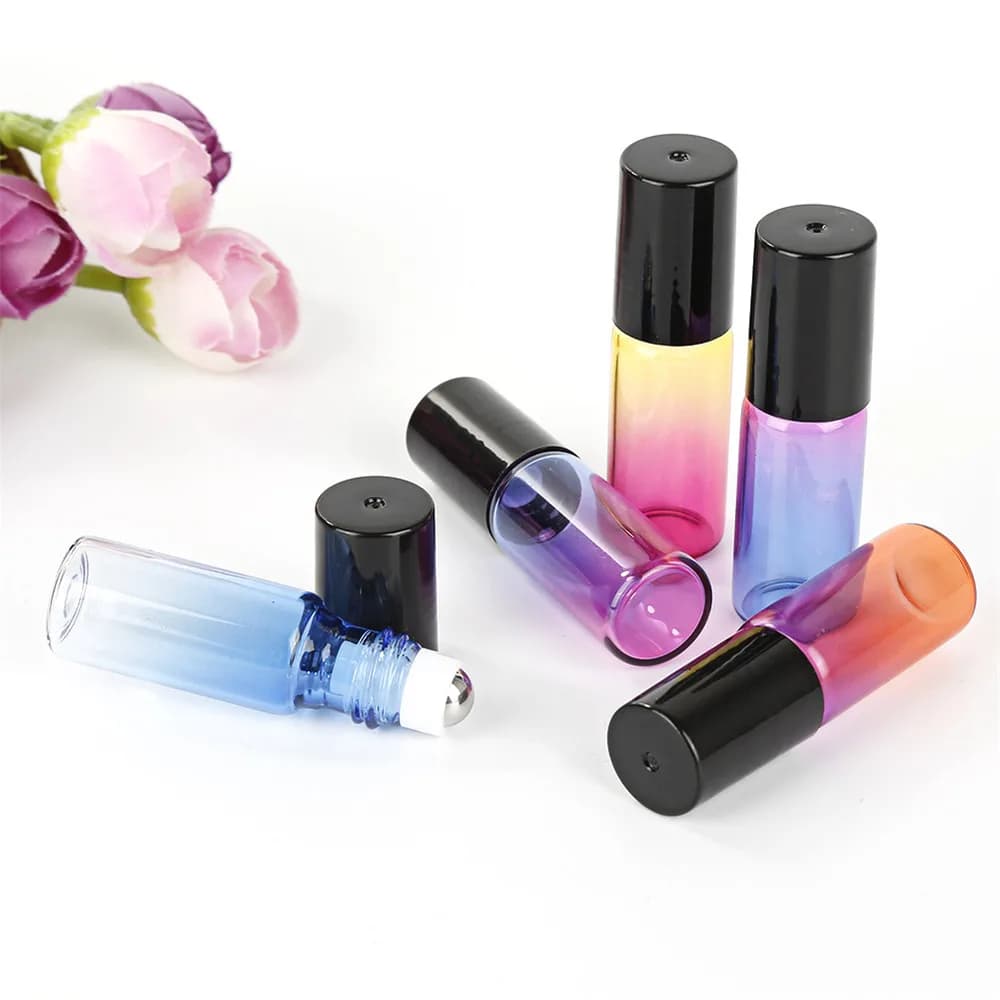 20/30/50pcs Verre Rouleau sur Bouteilles 5ml avec Rouleau En Métal Boules Flacons En Verre pour Huiles Essentielles Cologne Parfum Bouteilles De Voyage