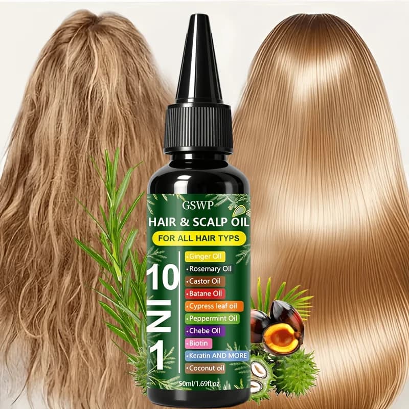 Huile capillaire hydratante 10-en-1 GSWP : Hydrate et nourrit pour prendre soin de vos cheveux. Laisse les cheveux lisses. 50/100ml