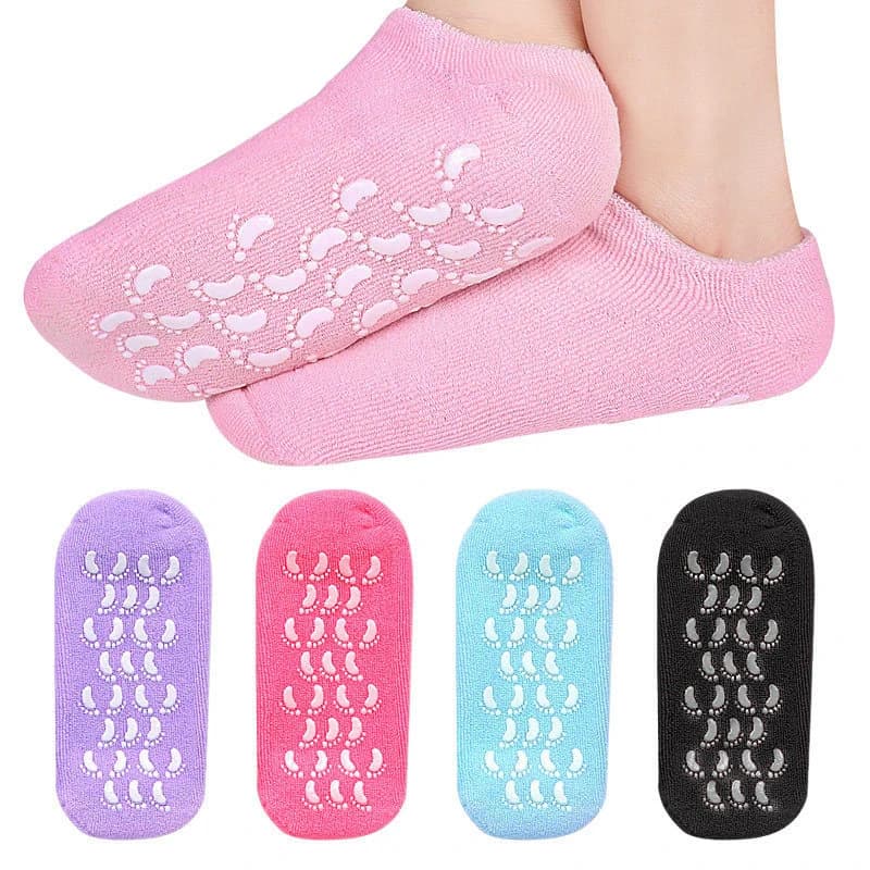 1 paire de chaussettes et gants hydratants multicolores pour les pieds secs et gercés, soin nourrissant et lubrifiant pour la peau, massage aux huiles essentielles