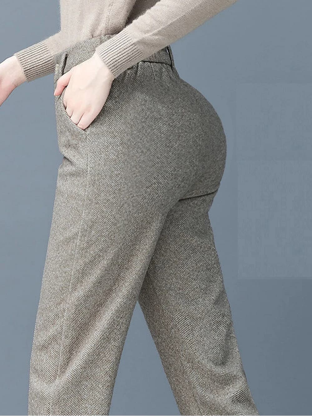 Pantalon en laine pour femmes, Style ample, décontracté, robe de rue, pantalon large, jogging en velours côtelé, laine