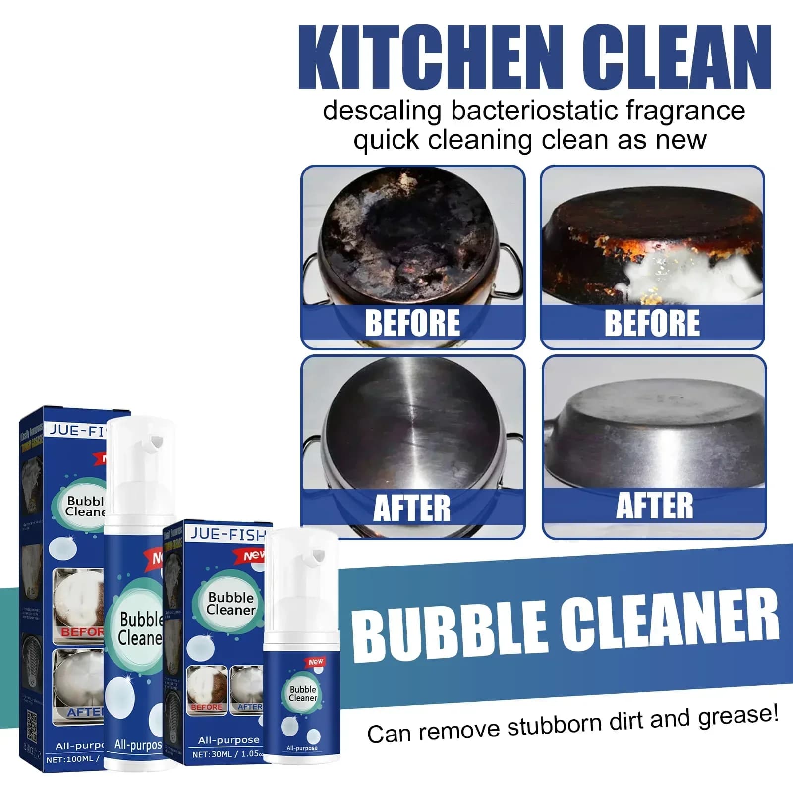 Nettoyeur de bulles de taches d'huile, 30ml/100ml, dissolvant de taches d'huile polyvalent, Spray de nettoyage en profondeur sans rinçage pour hotte et articles de cuisine