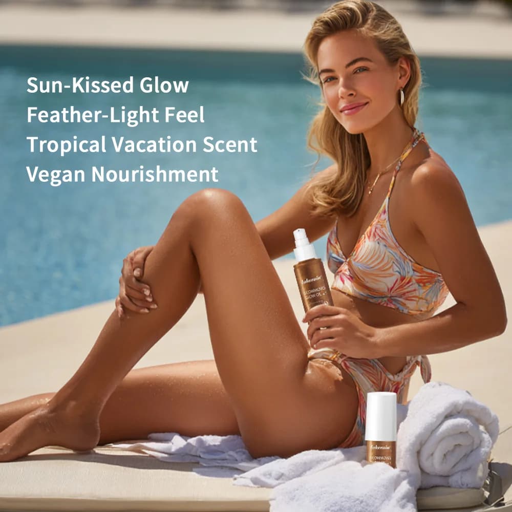 Glowmotions Glow Body Oil 100 ml Hydratant adoucissant Brésilien Shimmer Bronze Formule non grasse non collante pour les fêtes sur la plage