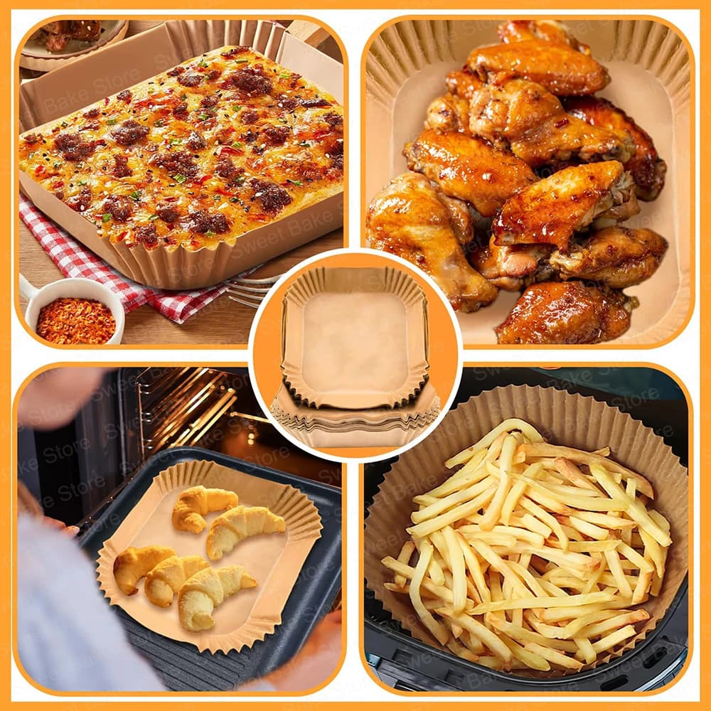 50/100 pièces de doublures en papier pour friteuse à air, compatibles avec la multicuiseuse Ninja Combi 12-en-1, antiadhésives, imperméables, résistantes à l'huile, jetables