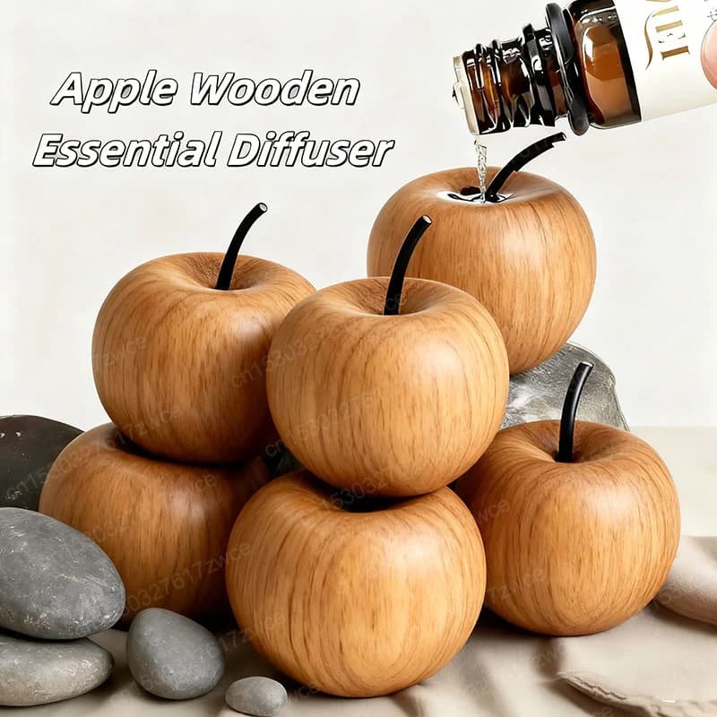 Diffuseur d'huiles essentielles Mini diffuseur d'arôme en bois Apple Shabili, désodorisant de décoration de chambre à coucher de voiture à Texture naturelle, cadeau de Festival