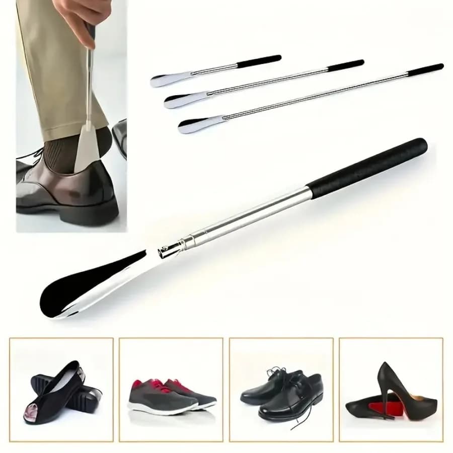 Extracteur de chaussures rétractable en acier inoxydable, assistant de chaussures, adapté aux hommes et aux femmes, 1 pièce