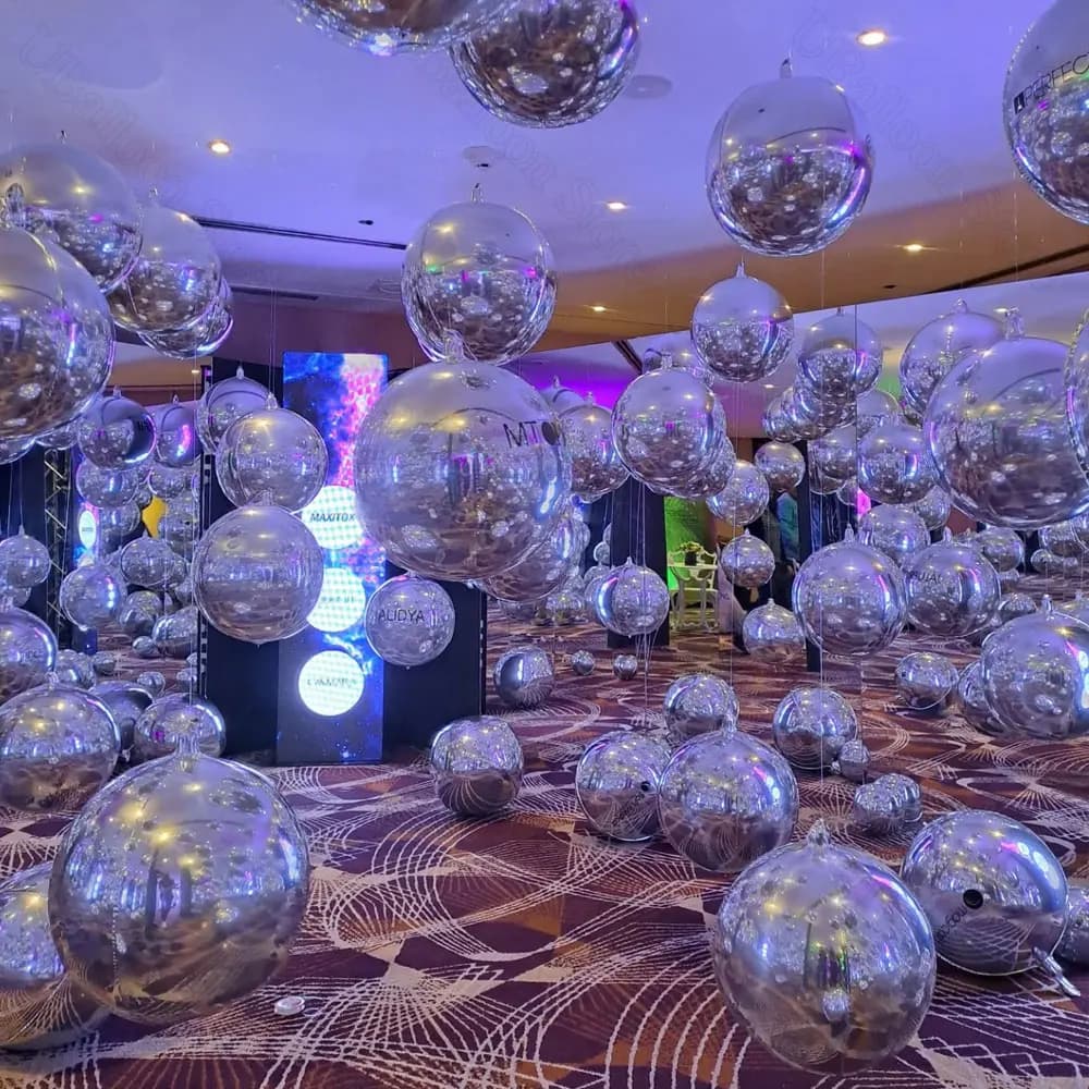 10 pièces argent 4D ballons ronds 10 18 22 32 pouces grands ballons en feuille d'argent métallique pour anniversaire mariage décorations de fête en argent