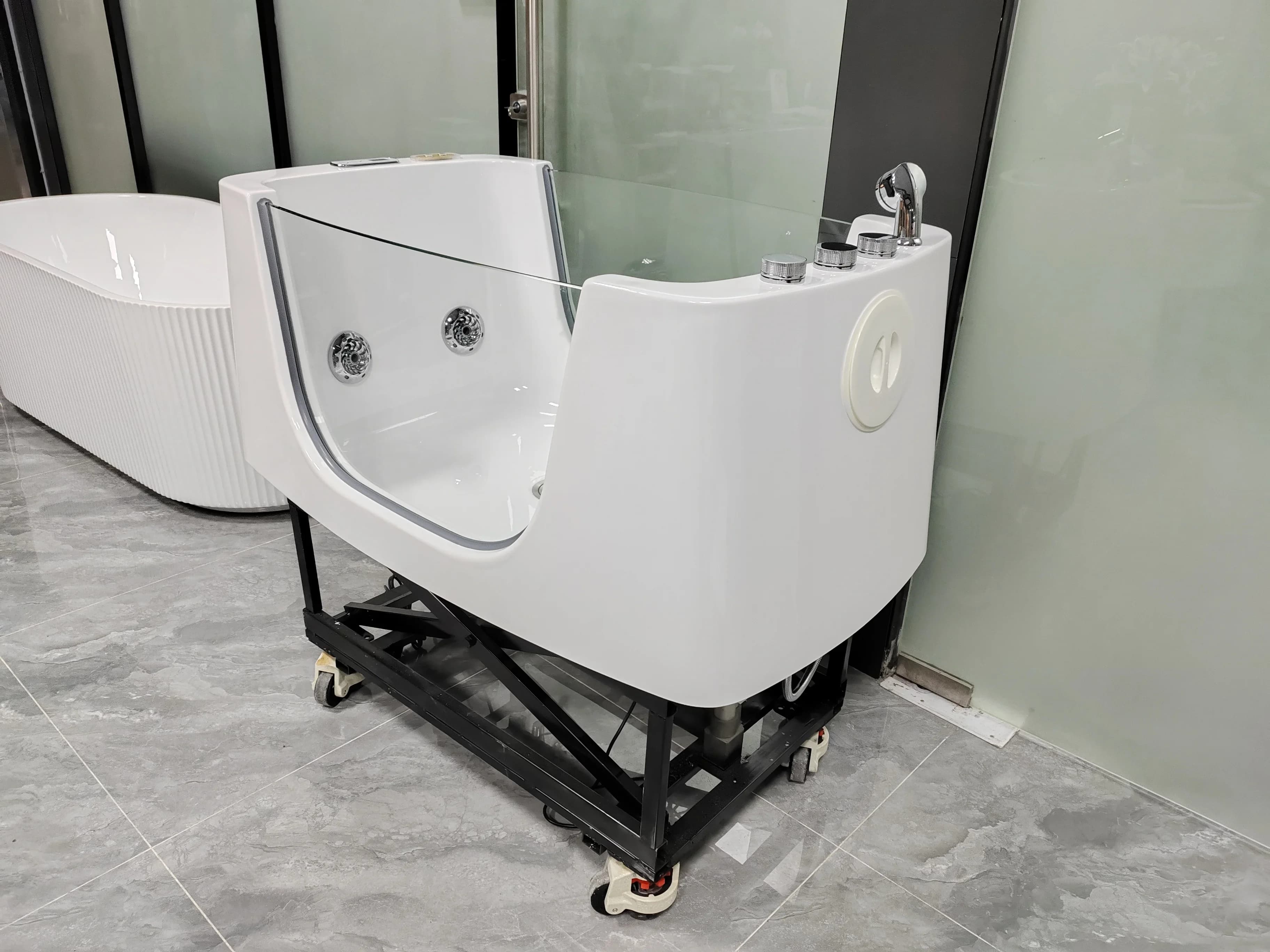 Baignoire de Spa pour animaux de compagnie, ascenseur électrique, pour Salon de toilettage pour animaux de compagnie, baignoire pour chiens avec roues avec Massage Spa