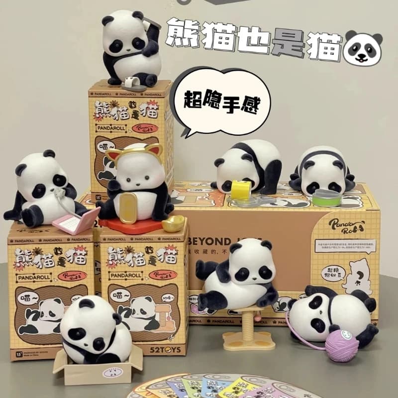 Panda Roll Pandas – boîte aveugle originale série chat, ornements, boîte mystère, figurines d'anime, joli modèle Animal, cadeau mignon